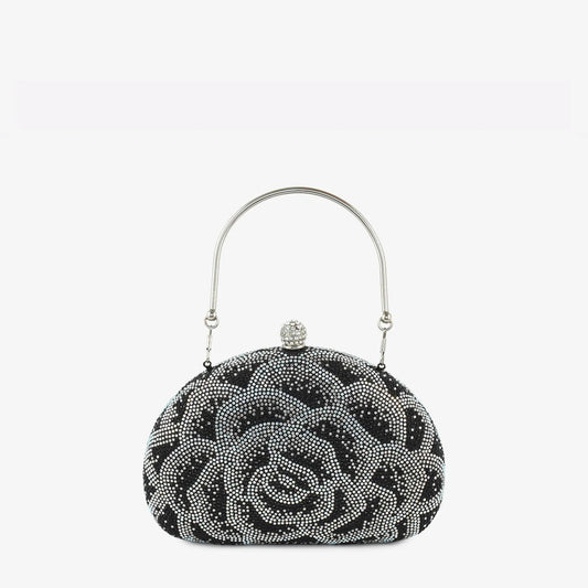 Luxury Crystal Rose Evening Clutch Bag Elegant Women Party Handbag