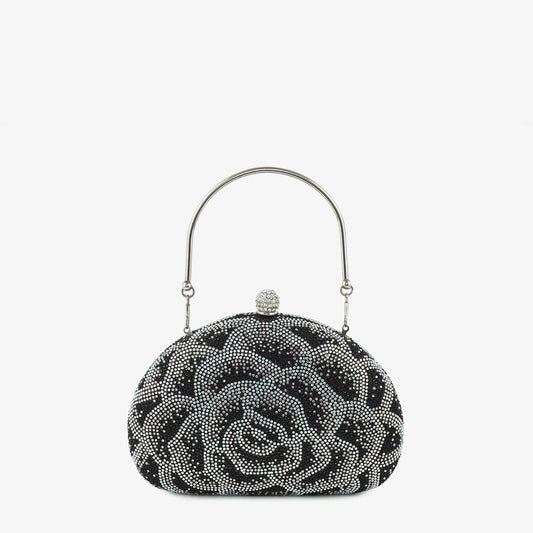 Luxury Crystal Rose Evening Clutch Bag Elegant Women Party Handbag